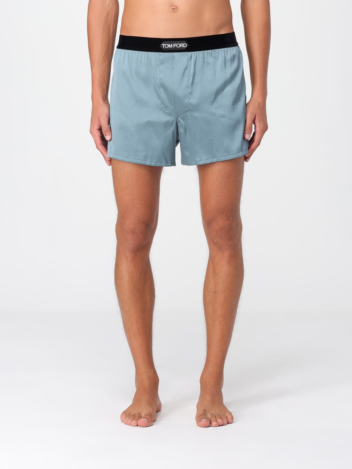 TOM FORD INTIMO: Boxer intimo in seta con logo Tom Ford, Turchese - Img 2