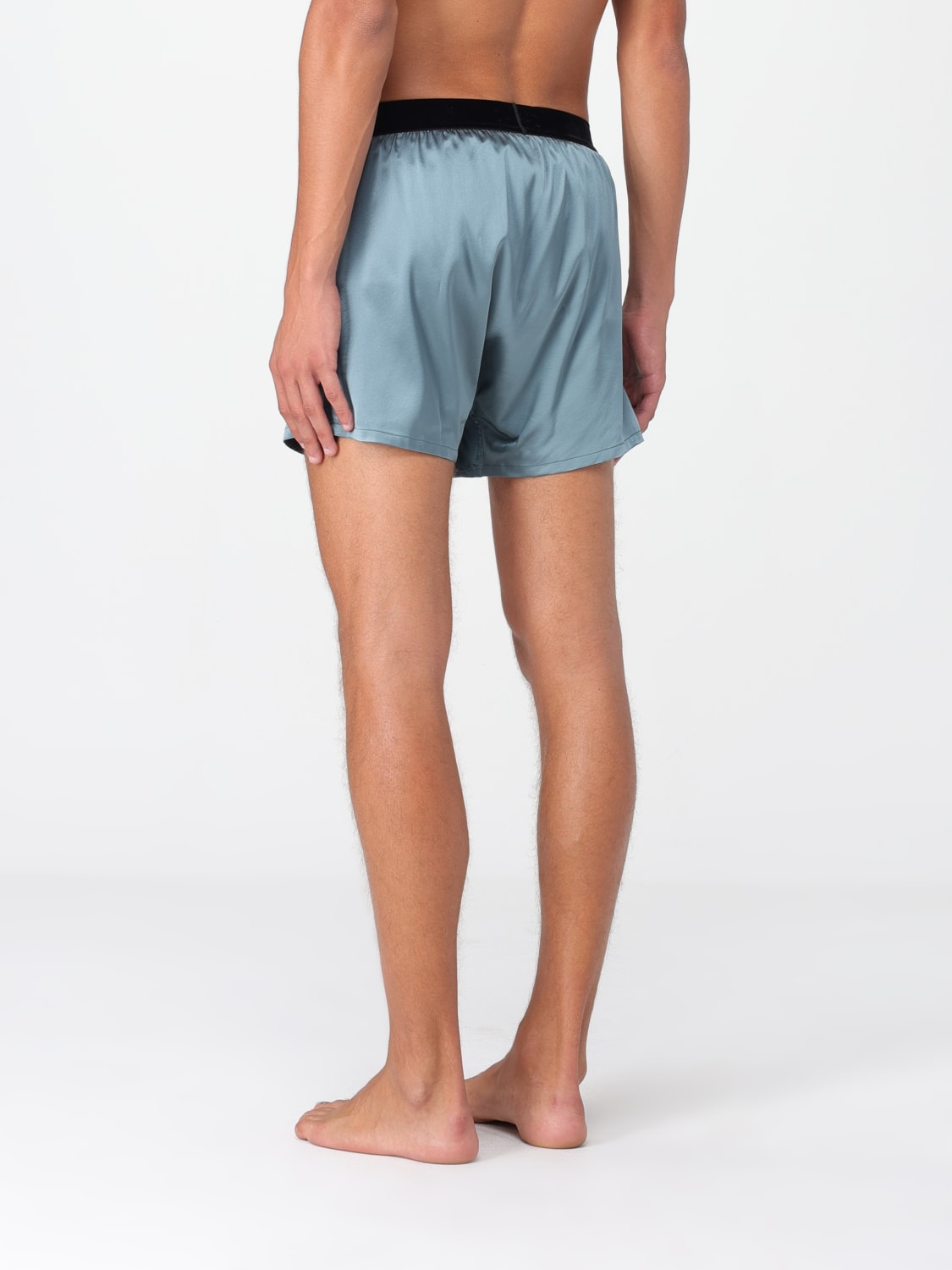 TOM FORD INTIMO: Boxer intimo in seta con logo Tom Ford, Turchese - Img 3