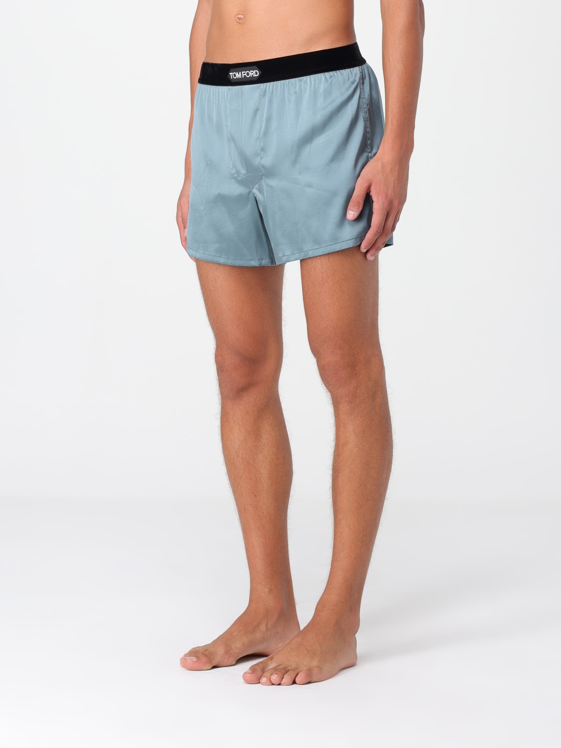 TOM FORD INTIMO: Boxer intimo in seta con logo Tom Ford, Turchese - Img 4