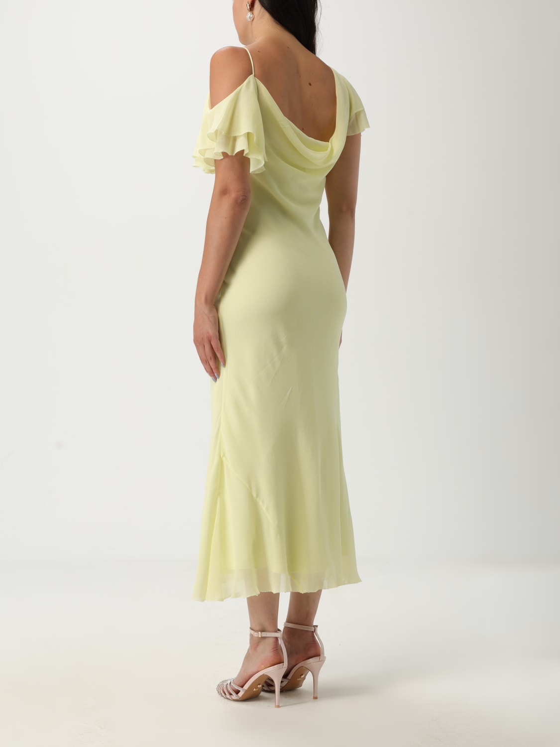 SELF-PORTRAIT ABITO: Abito Self-Portrait in georgette , Giallo - Img 2