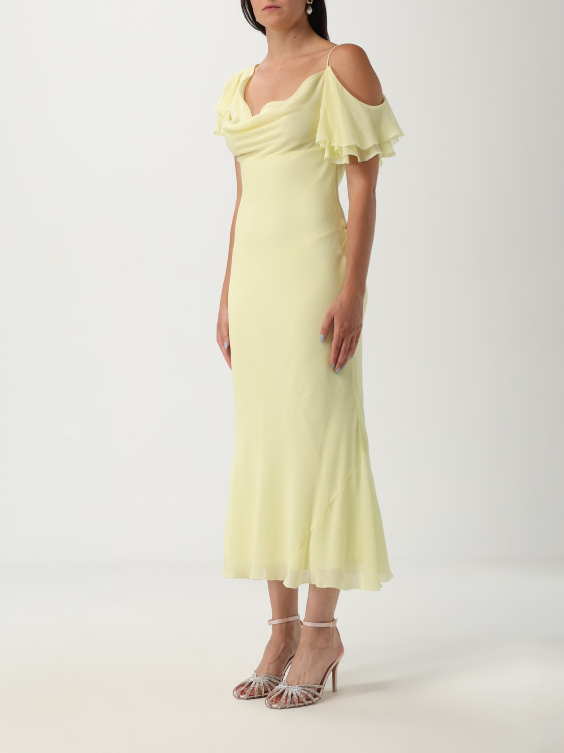 SELF-PORTRAIT ABITO: Abito Self-Portrait in georgette , Giallo - Img 3