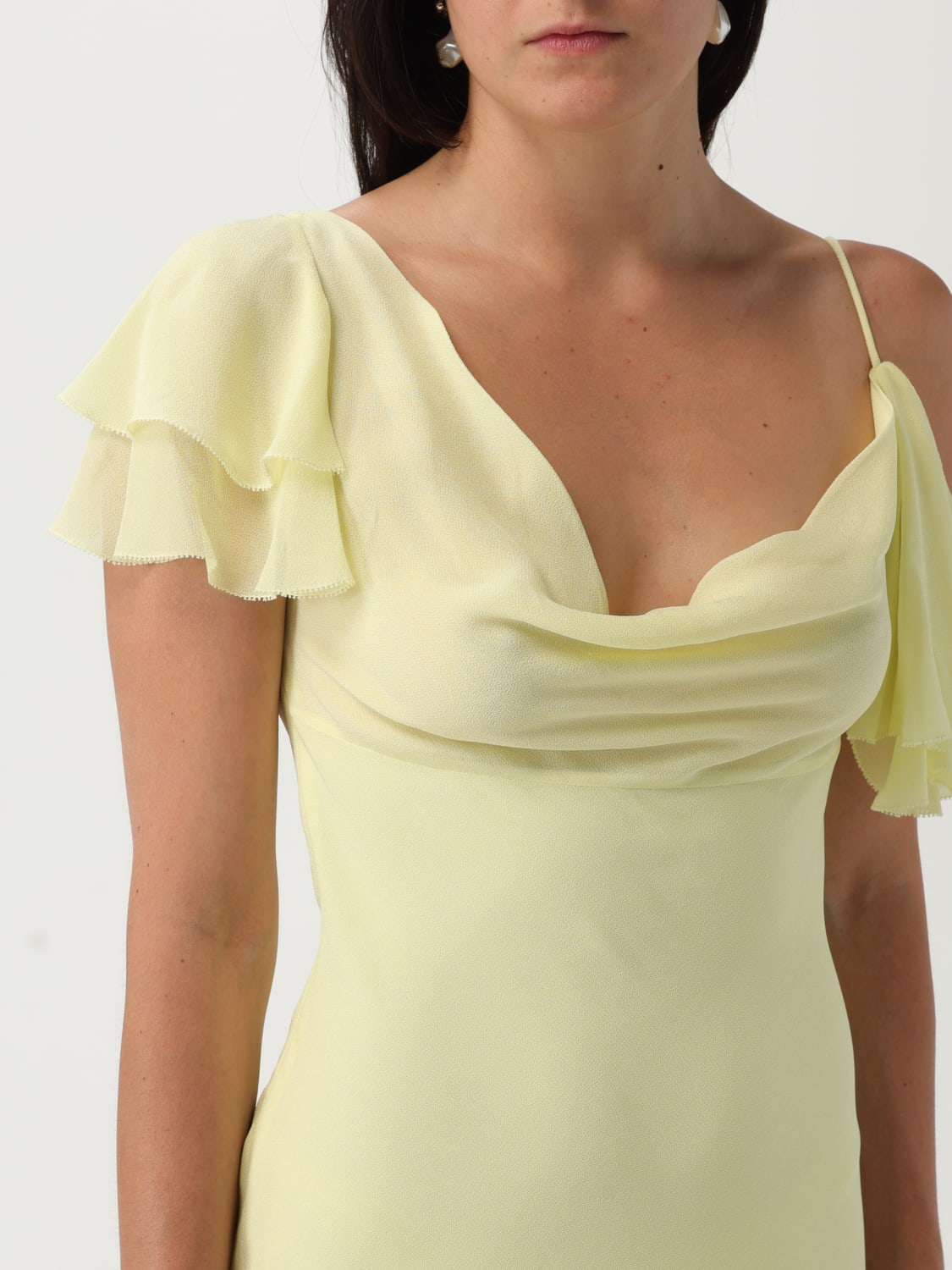 SELF-PORTRAIT ABITO: Abito Self-Portrait in georgette , Giallo - Img 4