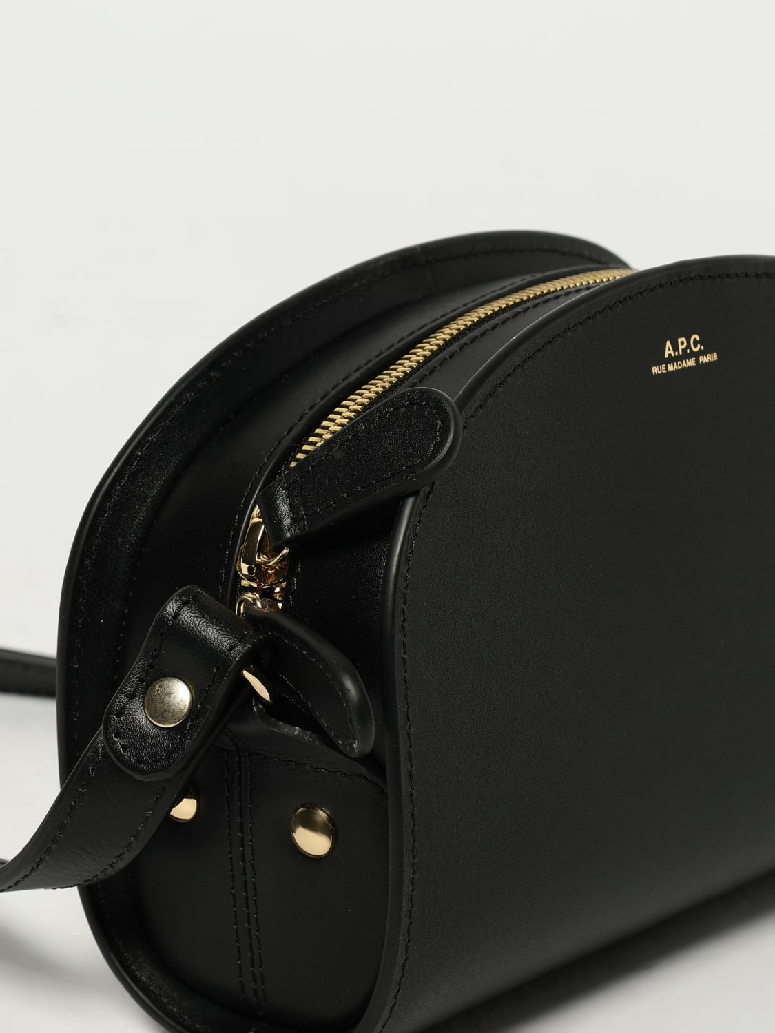 A.P.C. BORSA MINI: Borsa Demi Lune Mini A.P.C. in pelle, Nero - Img 3