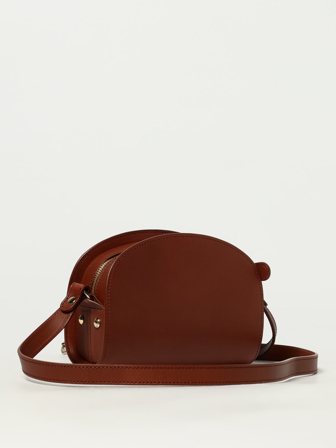 A.P.C. BORSA MINI: Borsa Demi Lune Mini A.P.C. in pelle, Marrone - Img 2