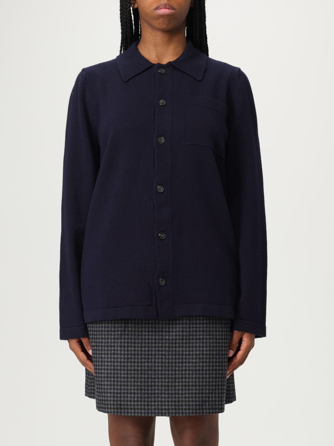 A.P.C. T-SHIRTS: Cardigan di lana A.P.C., Blue - Img 1