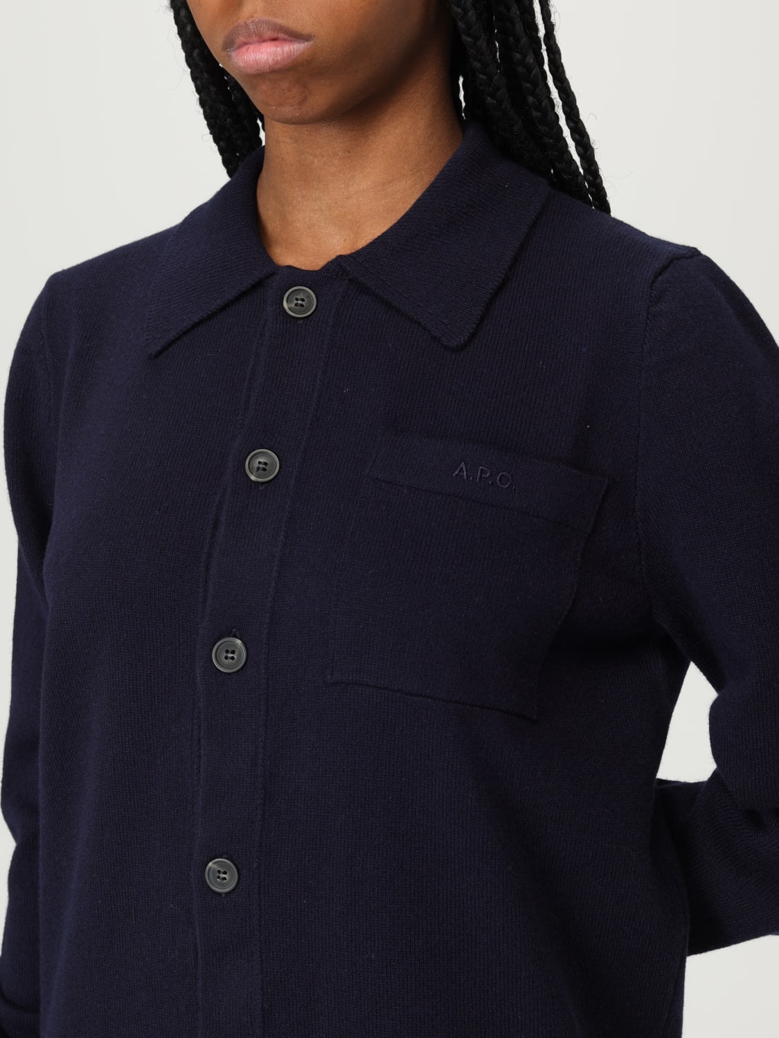 A.P.C. T-SHIRTS: Cardigan di lana A.P.C., Blue - Img 3