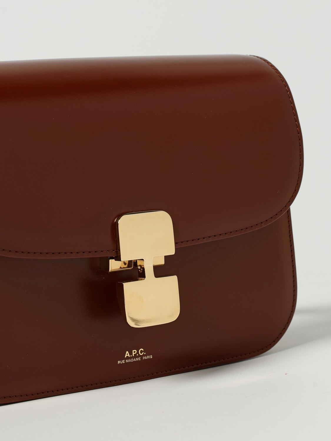 A.P.C. BORSA MINI: Borsa Grace Mini A.P.C. in pelle, Marrone - Img 3