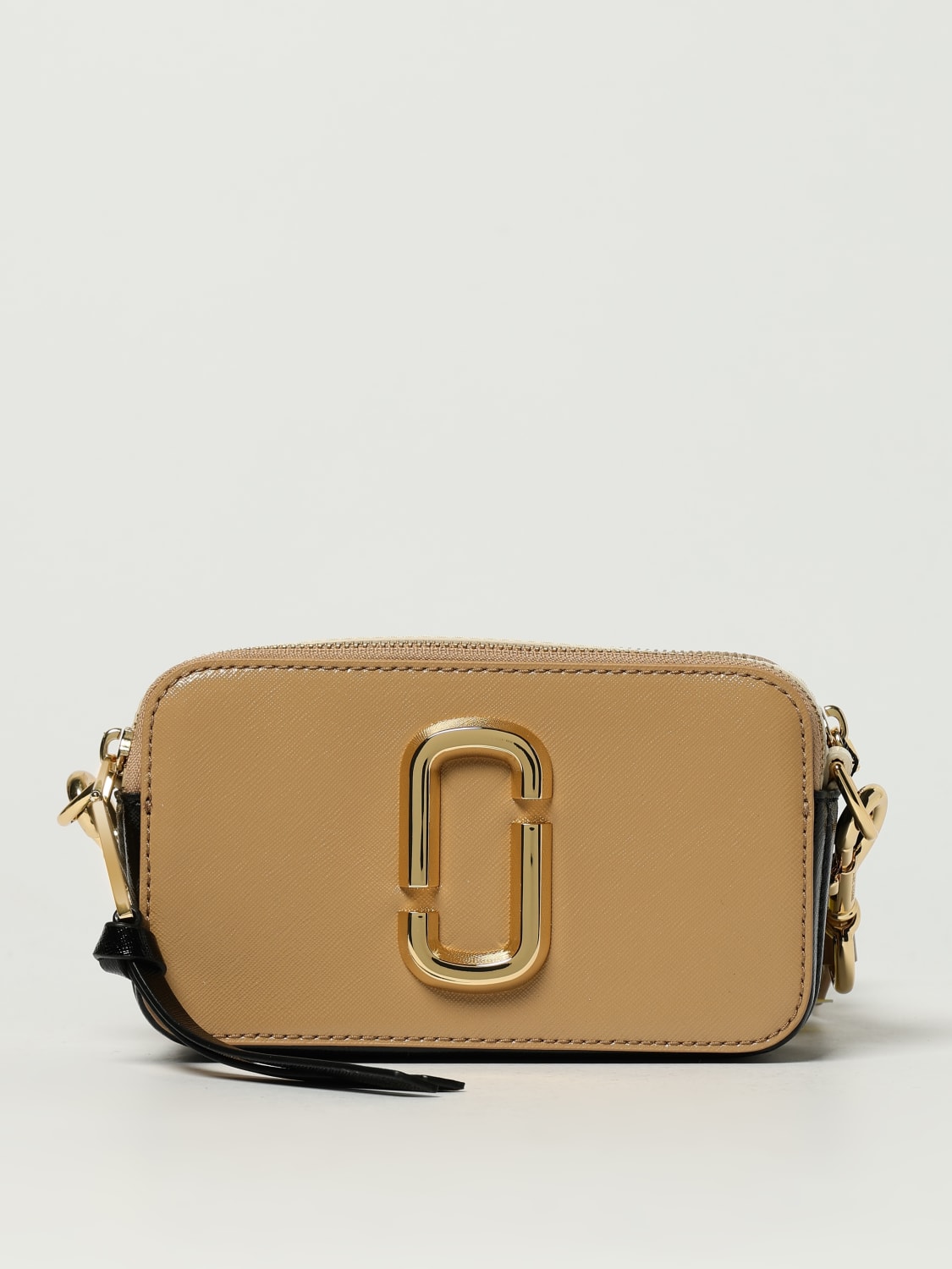 MARC JACOBS BORSA A TRACOLLA: Borsa The Snapshot Marc Jacobs in pelle, Beige - Img 1