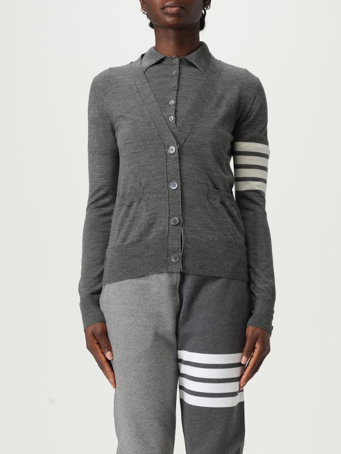 THOM BROWNE SWEATER: Cardigan woman Thom Browne, Grey - Img 1