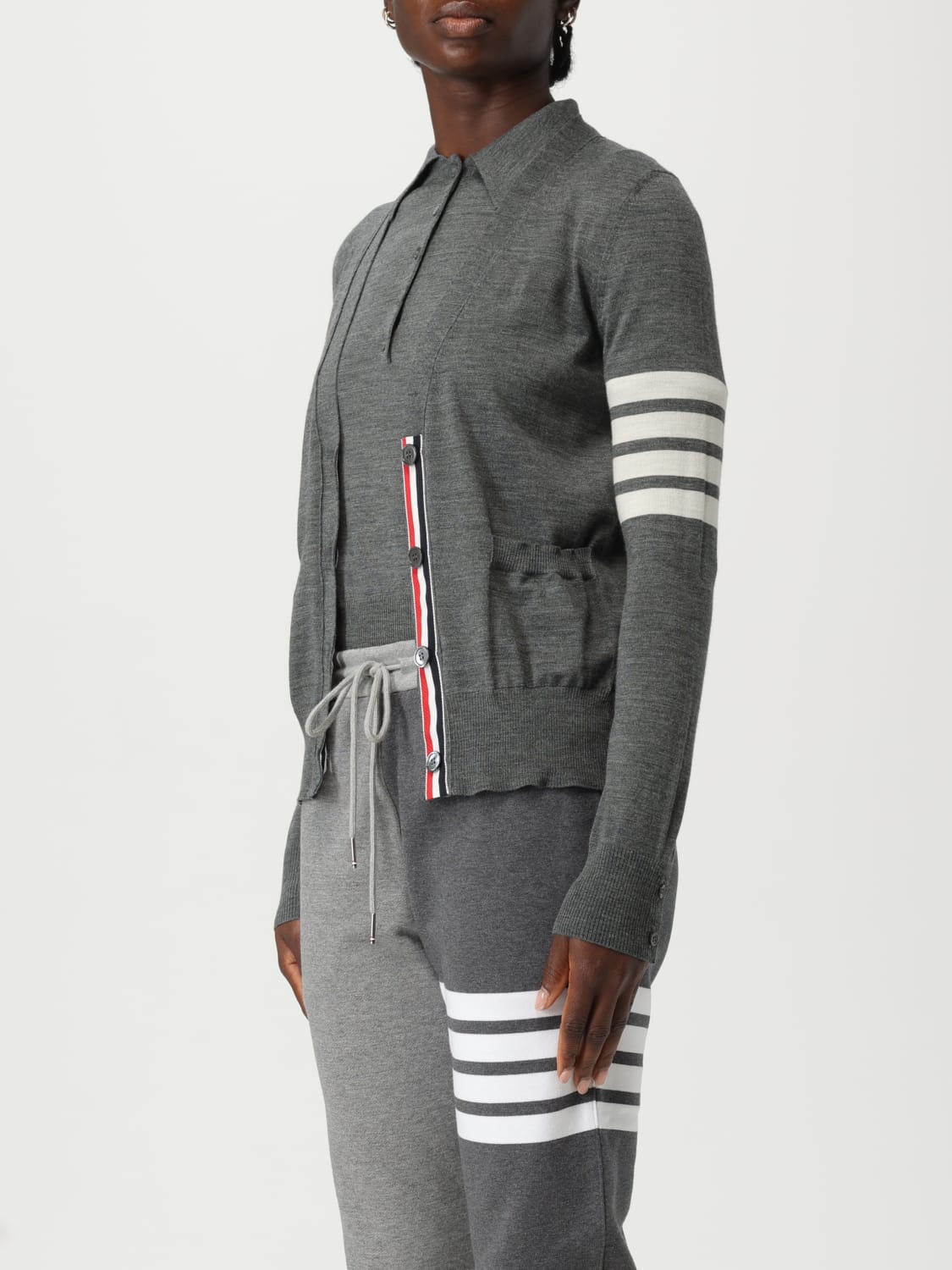 THOM BROWNE SWEATER: Cardigan woman Thom Browne, Grey - Img 4