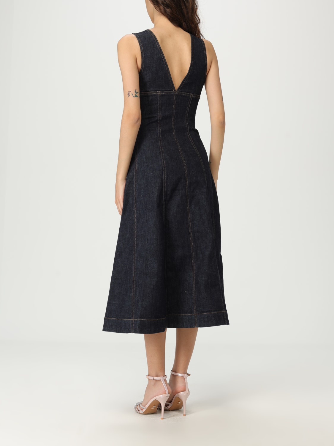 SELF-PORTRAIT ABITO: Abito Self-Portrait in denim di cotone , Blue - Img 2