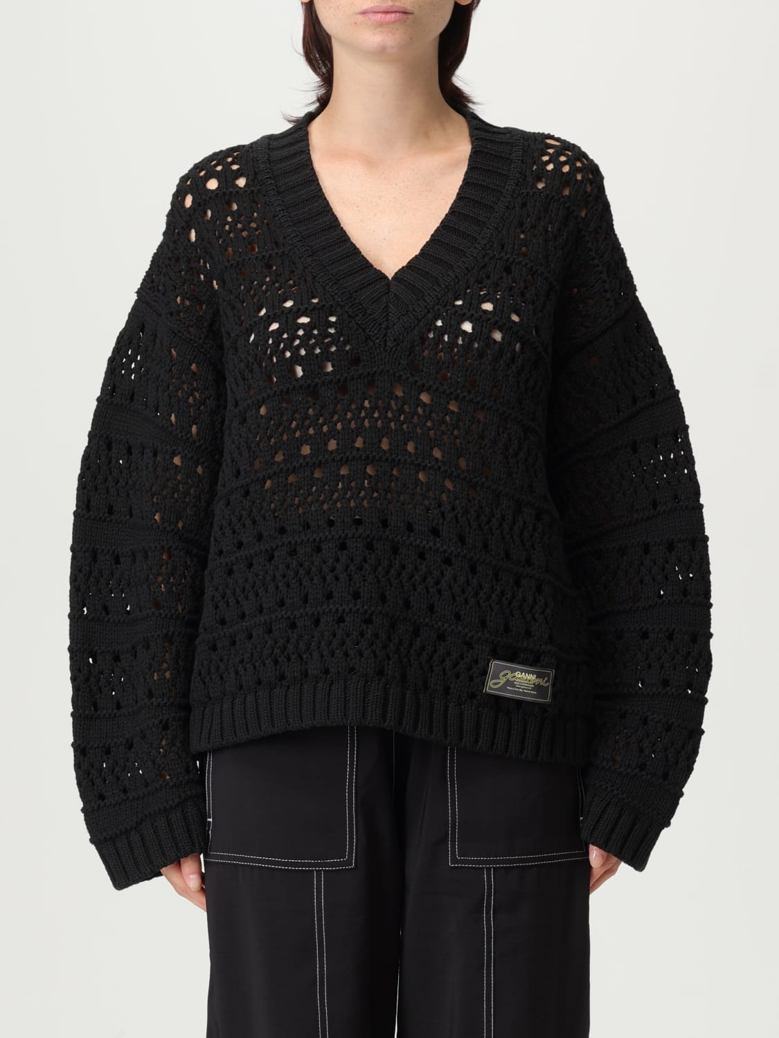 GANNI SWEATER: Cardigan woman Ganni, Black - Img 1