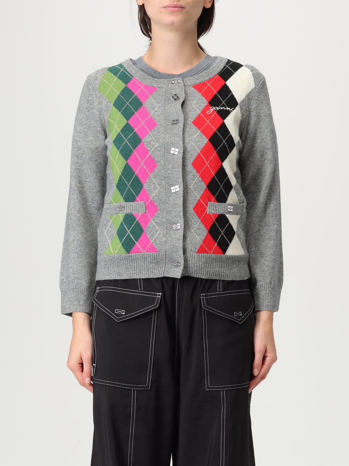 GANNI T-SHIRT: T-shirt woman Ganni, Grey - Img 1