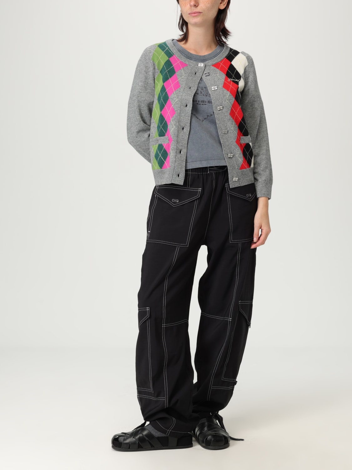 GANNI T-SHIRT: T-shirt woman Ganni, Grey - Img 2