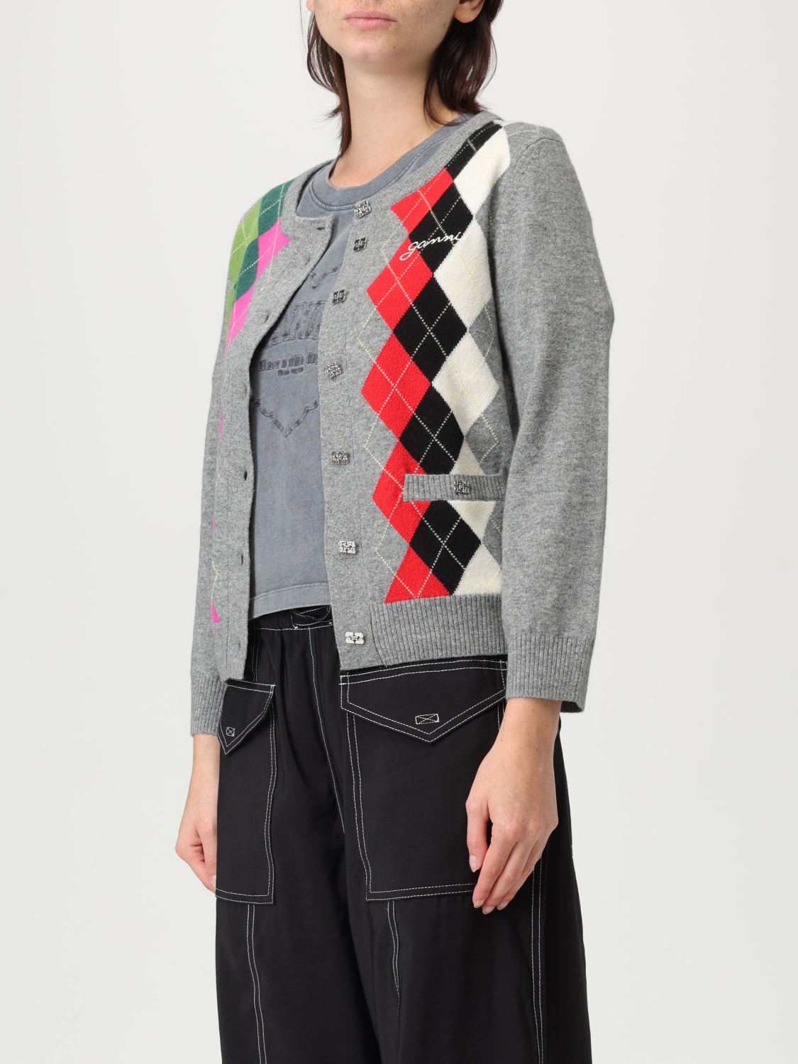 GANNI T-SHIRT: T-shirt woman Ganni, Grey - Img 4