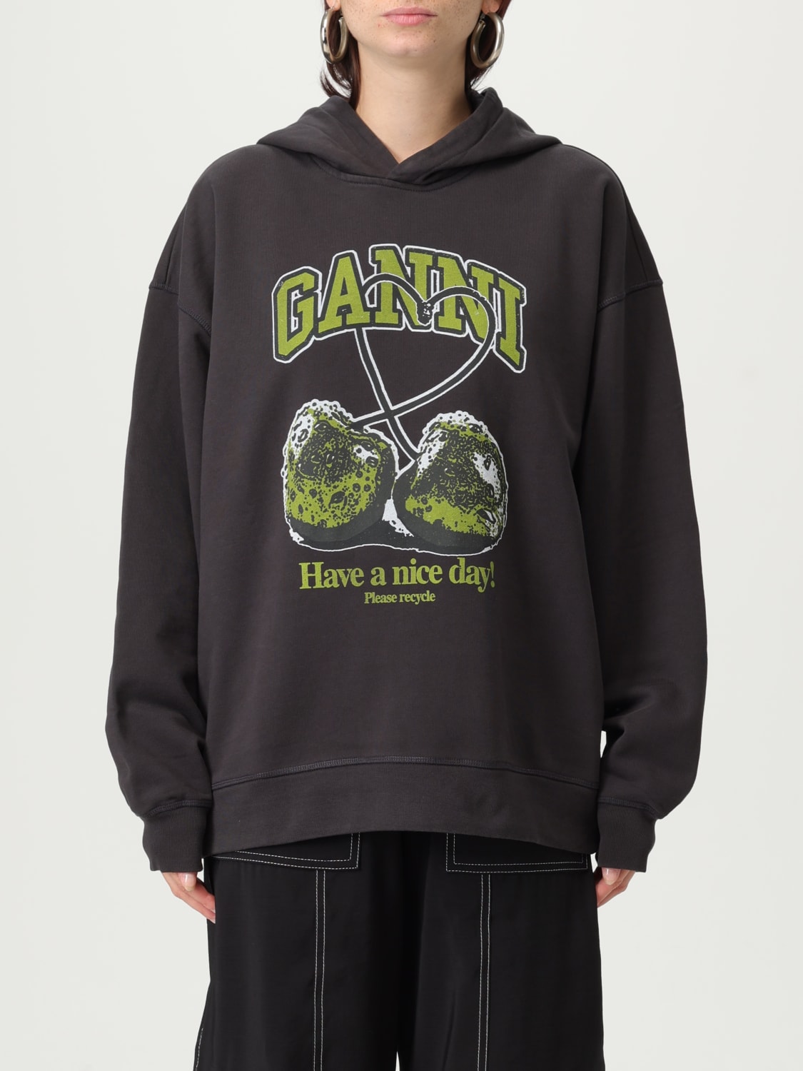 GANNI SWEATSHIRT: Sweater woman Ganni, Grey - Img 1