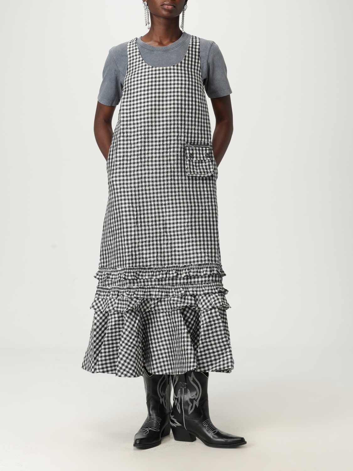 GANNI VESTIDO: Vestido mujer Ganni, Negro - Img 2