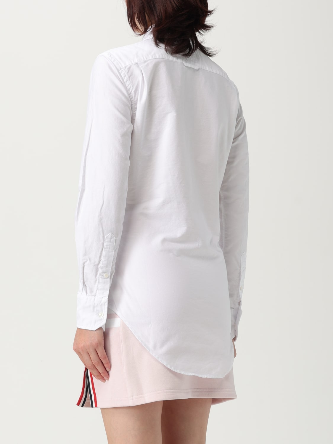 THOM BROWNE CAMICIA: Camicia slim in cotone con logo Thom Browne, Bianco - Img 3