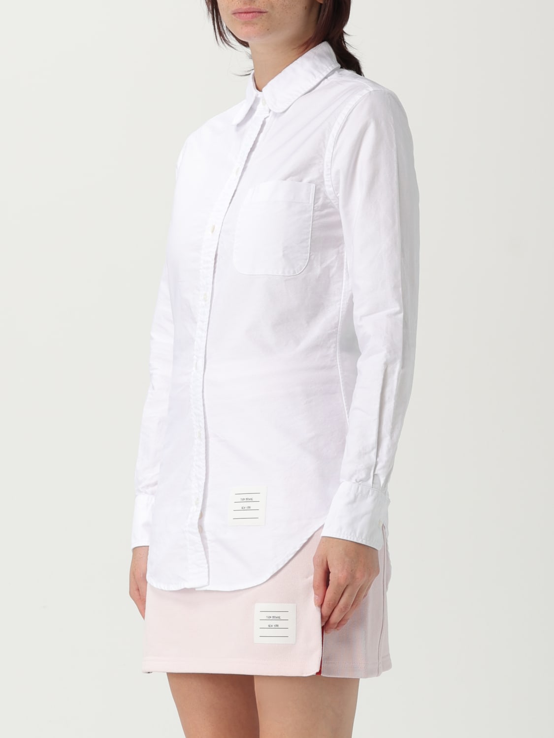 THOM BROWNE CAMICIA: Camicia slim in cotone con logo Thom Browne, Bianco - Img 4