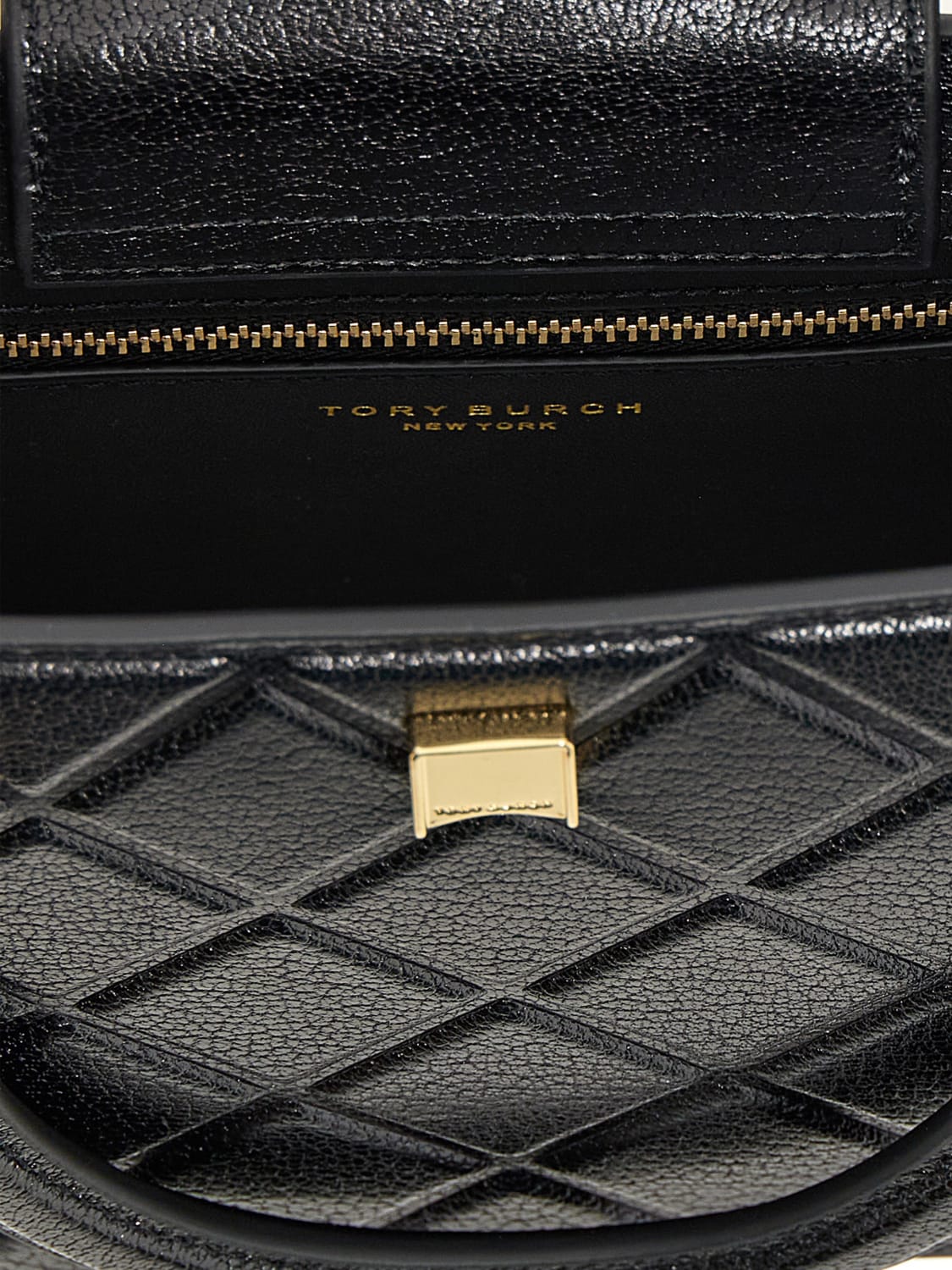 TORY BURCH BORSA A MANO: Borsa Fleming East-West Tory Burch in pelle a grana diamantata , Nero - Img 4