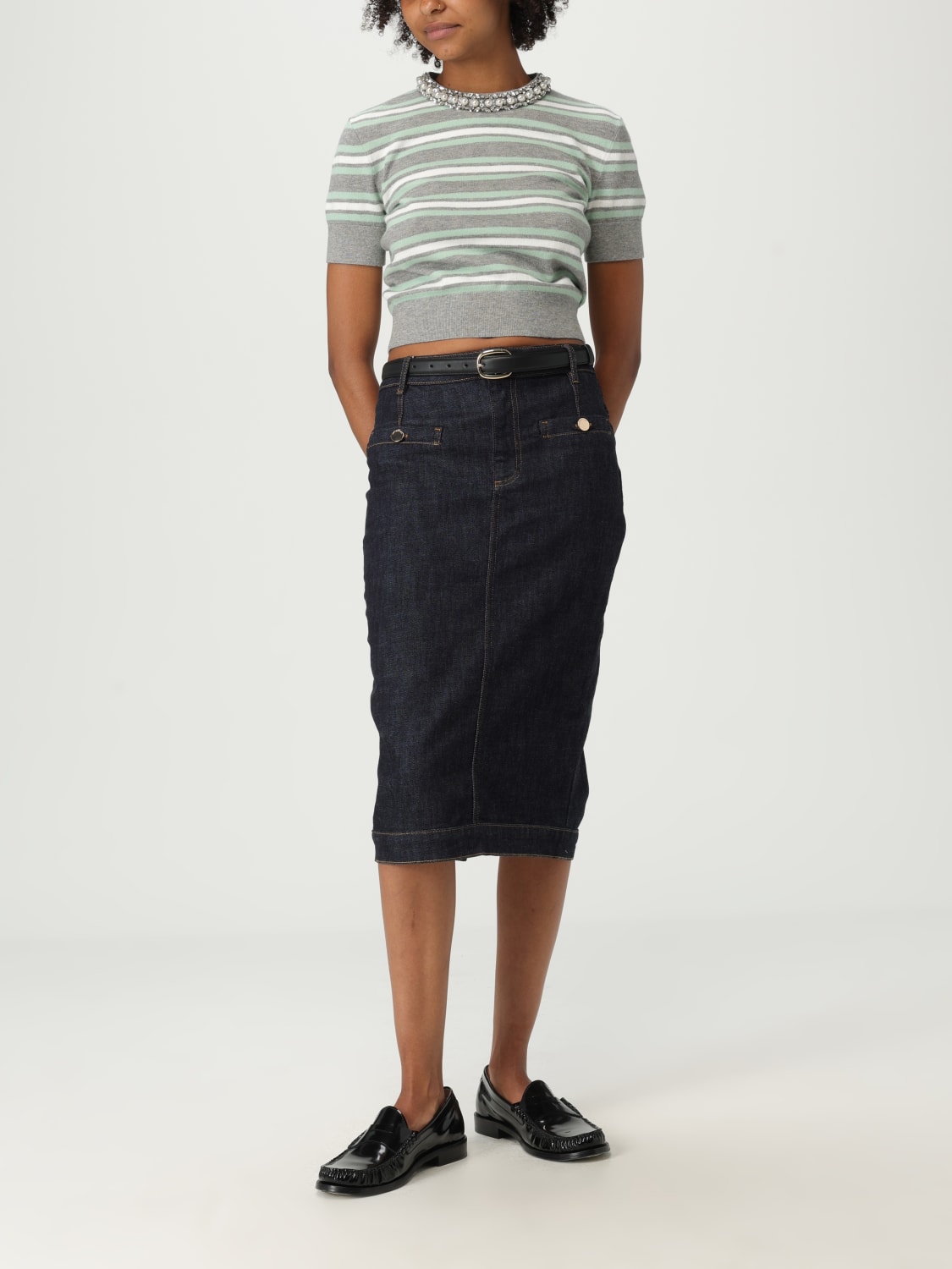 SELF-PORTRAIT GONNA: Gonna Self-Portrait in denim , Blue - Img 2