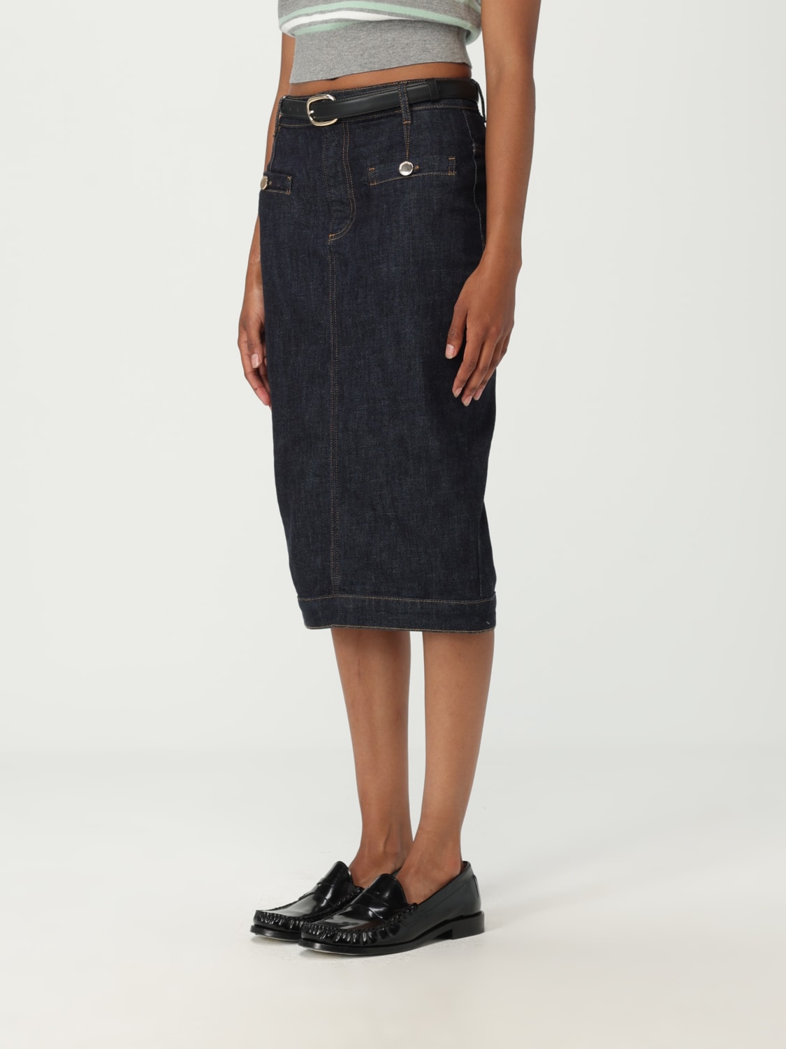 SELF-PORTRAIT GONNA: Gonna Self-Portrait in denim , Blue - Img 4