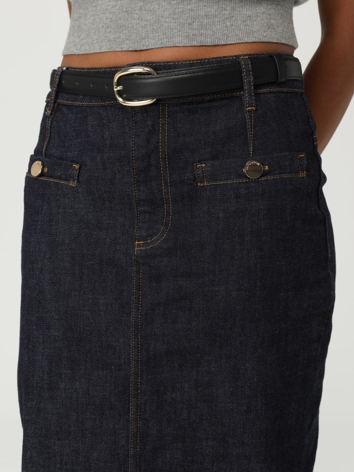 SELF-PORTRAIT GONNA: Gonna Self-Portrait in denim , Blue - Img 5