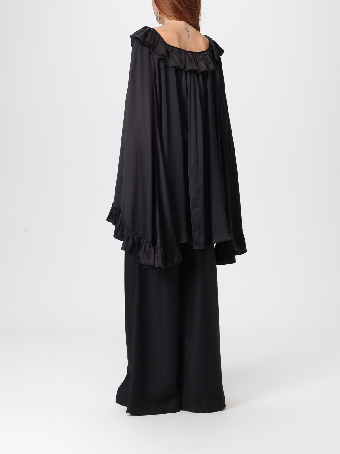 CHLOÉ TOP: Blusa Chloé in seta con rouches , Nero - Img 3