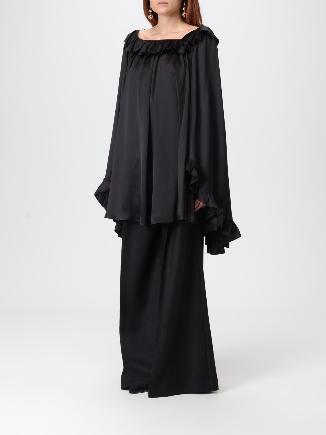 CHLOÉ TOP: Blusa Chloé in seta con rouches , Nero - Img 4