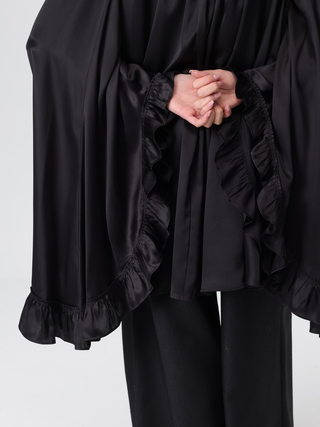 CHLOÉ TOP: Blusa Chloé in seta con rouches , Nero - Img 5