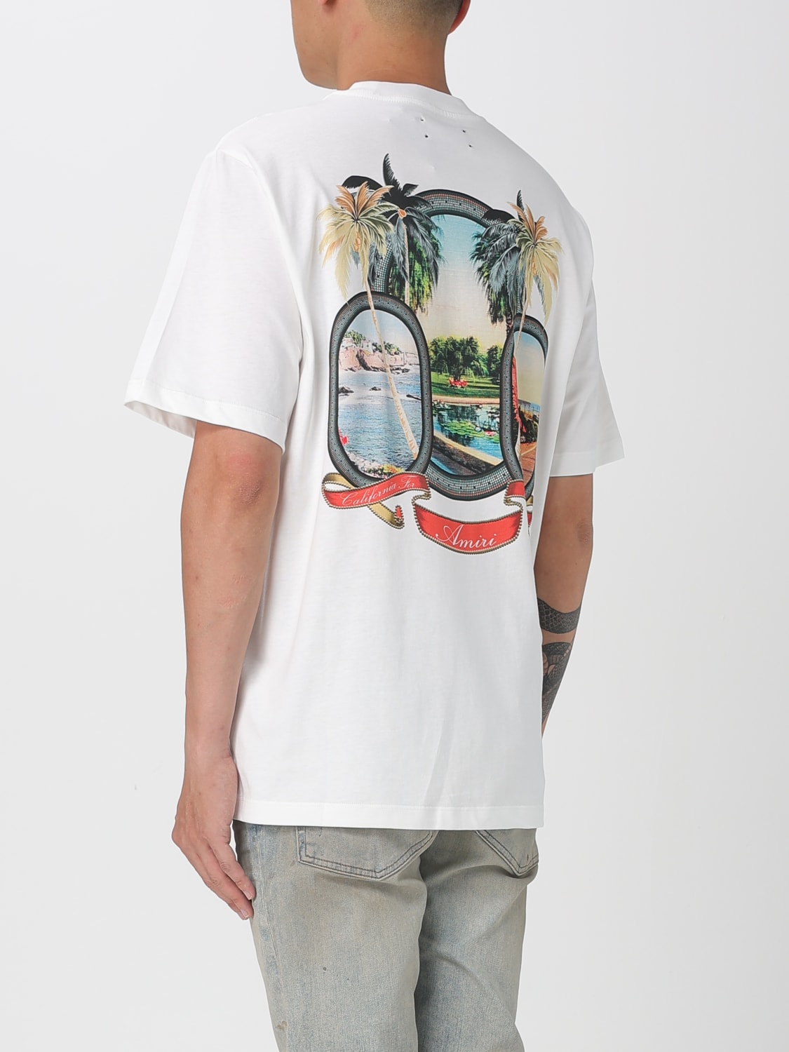 AMIRI T-SHIRT: T-shirt Amiri in cotone con stampa logo, Bianco - Img 3