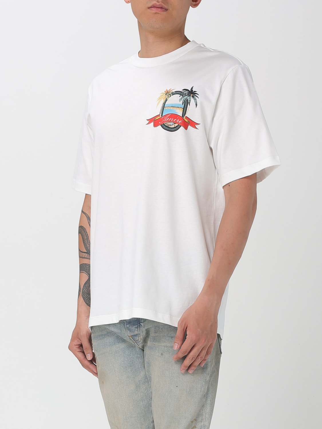 AMIRI T-SHIRT: T-shirt Amiri in cotone con stampa logo, Bianco - Img 4