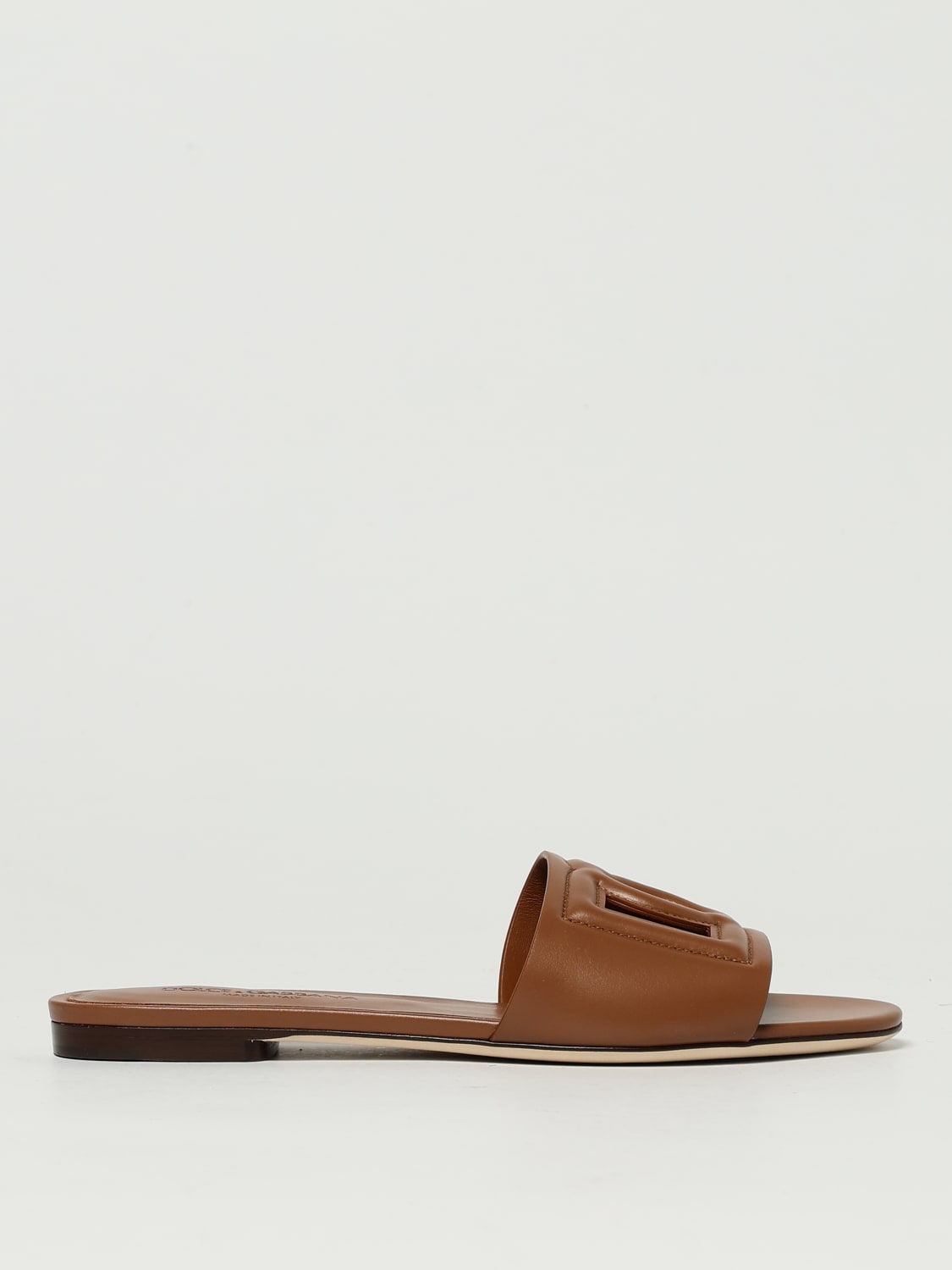 DOLCE & GABBANA SANDALI CON TACCO: Slippers DG Dolce & Gabbana in pelle , Marrone - Img 1