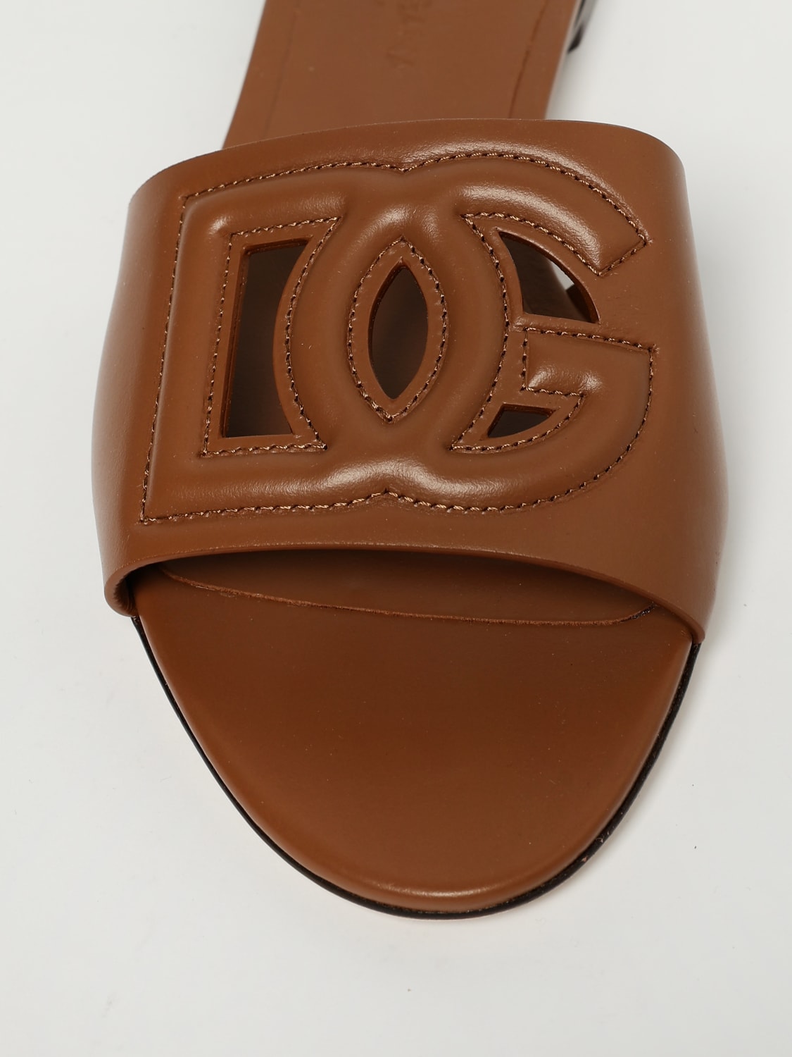 DOLCE & GABBANA SANDALI CON TACCO: Slippers DG Dolce & Gabbana in pelle , Marrone - Img 4