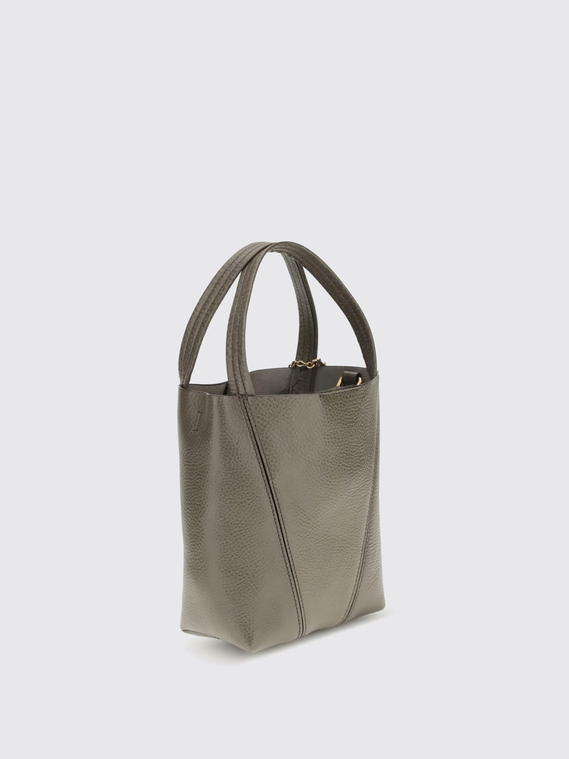CHLOÉ BORSA MINI: Borsa Spin Mini Chloé in pelle a grana , Grigio - Img 2