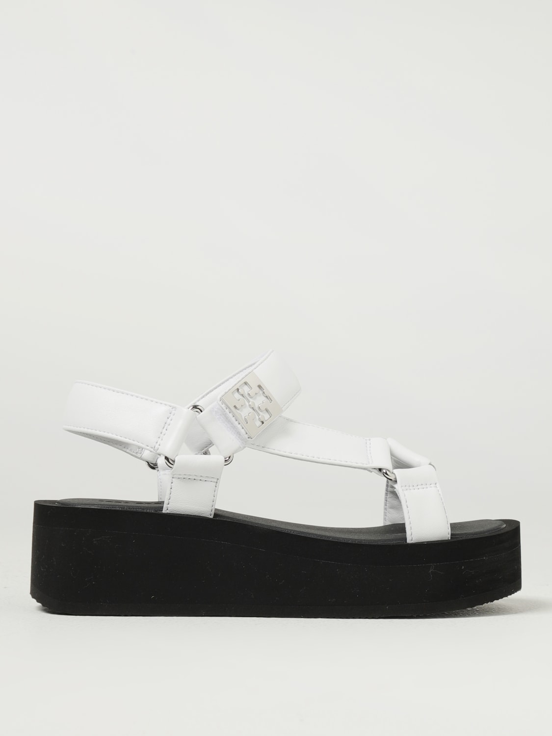 TORY BURCH SANDALI CON TACCO: Sandalo con zeppa Mellow Tory Burch in pelle, Bianco - Img 1