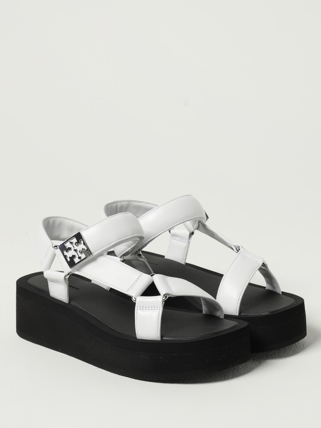 TORY BURCH SANDALI CON TACCO: Sandalo con zeppa Mellow Tory Burch in pelle, Bianco - Img 2