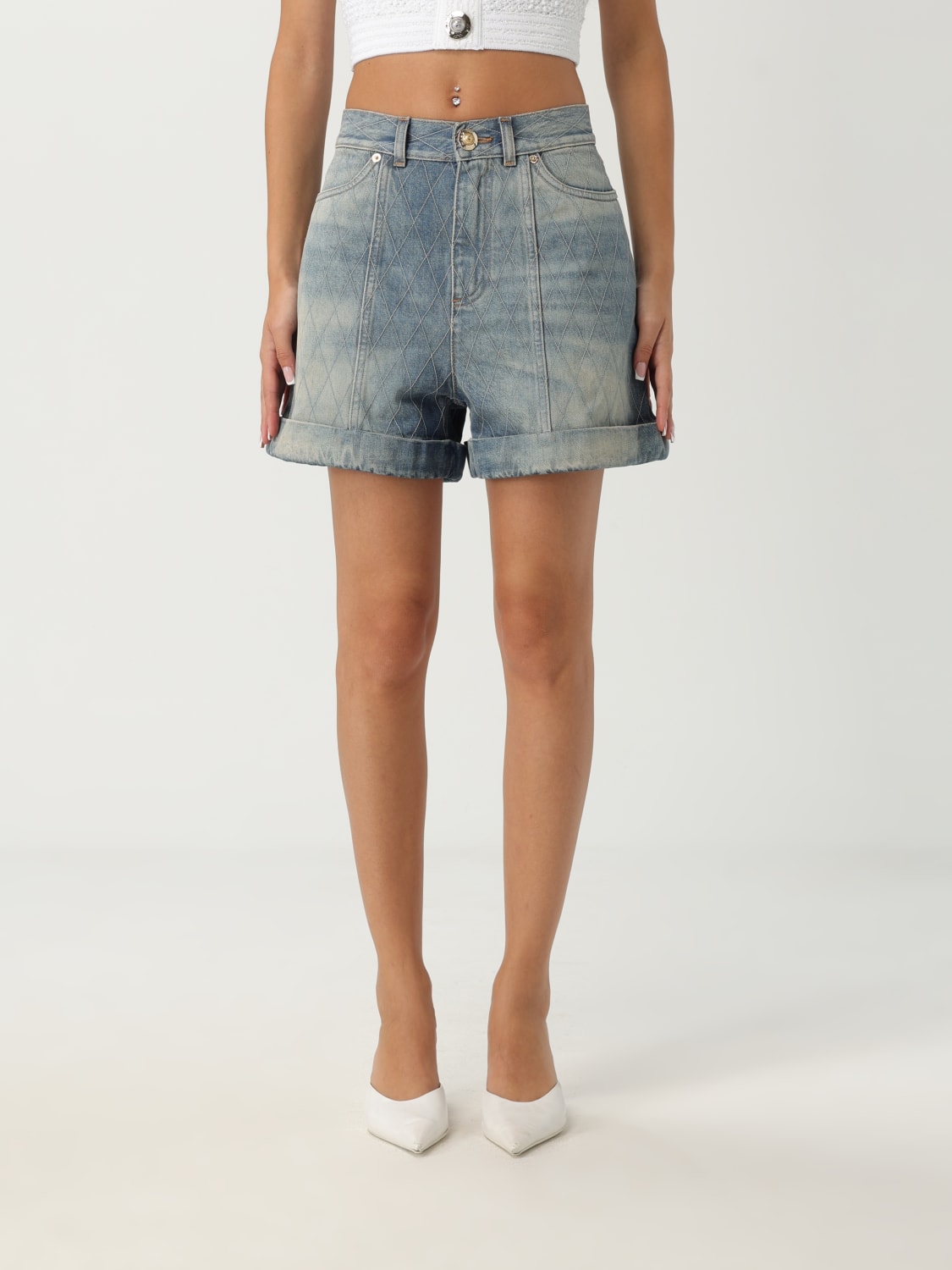 BALMAIN PANTALONES CORTOS: Pantalòn cortos mujer Balmain, Azul Oscuro - Img 1