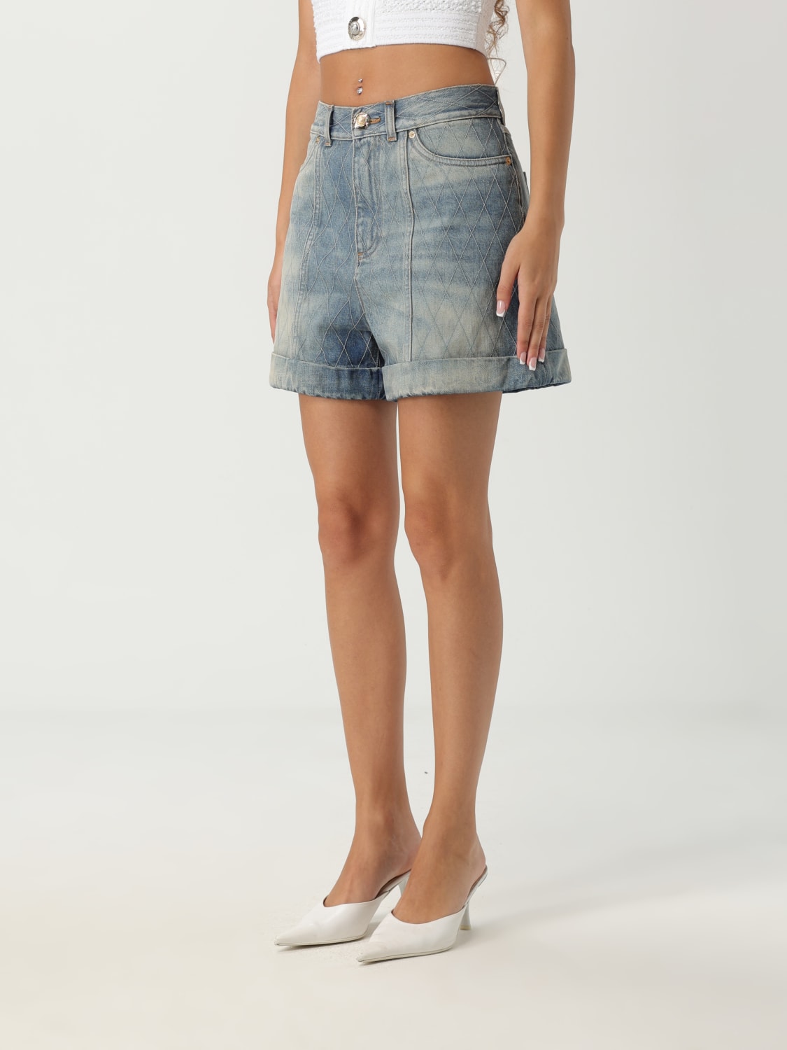 BALMAIN PANTALONES CORTOS: Pantalòn cortos mujer Balmain, Azul Oscuro - Img 4