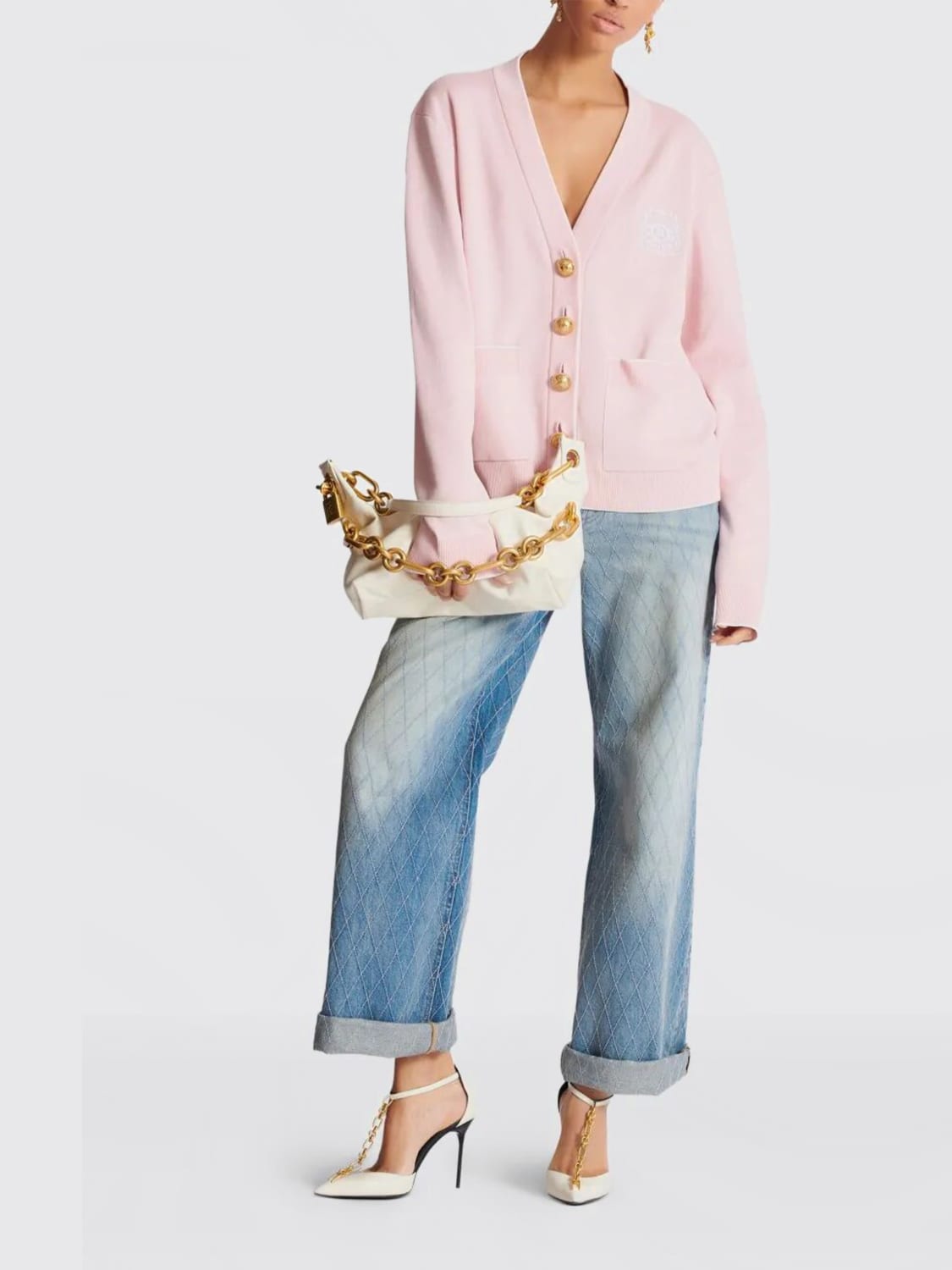 BALMAIN SAC PORTÉ ÉPAULE: Sac porté épaule femme Balmain, Blanc - Img 2