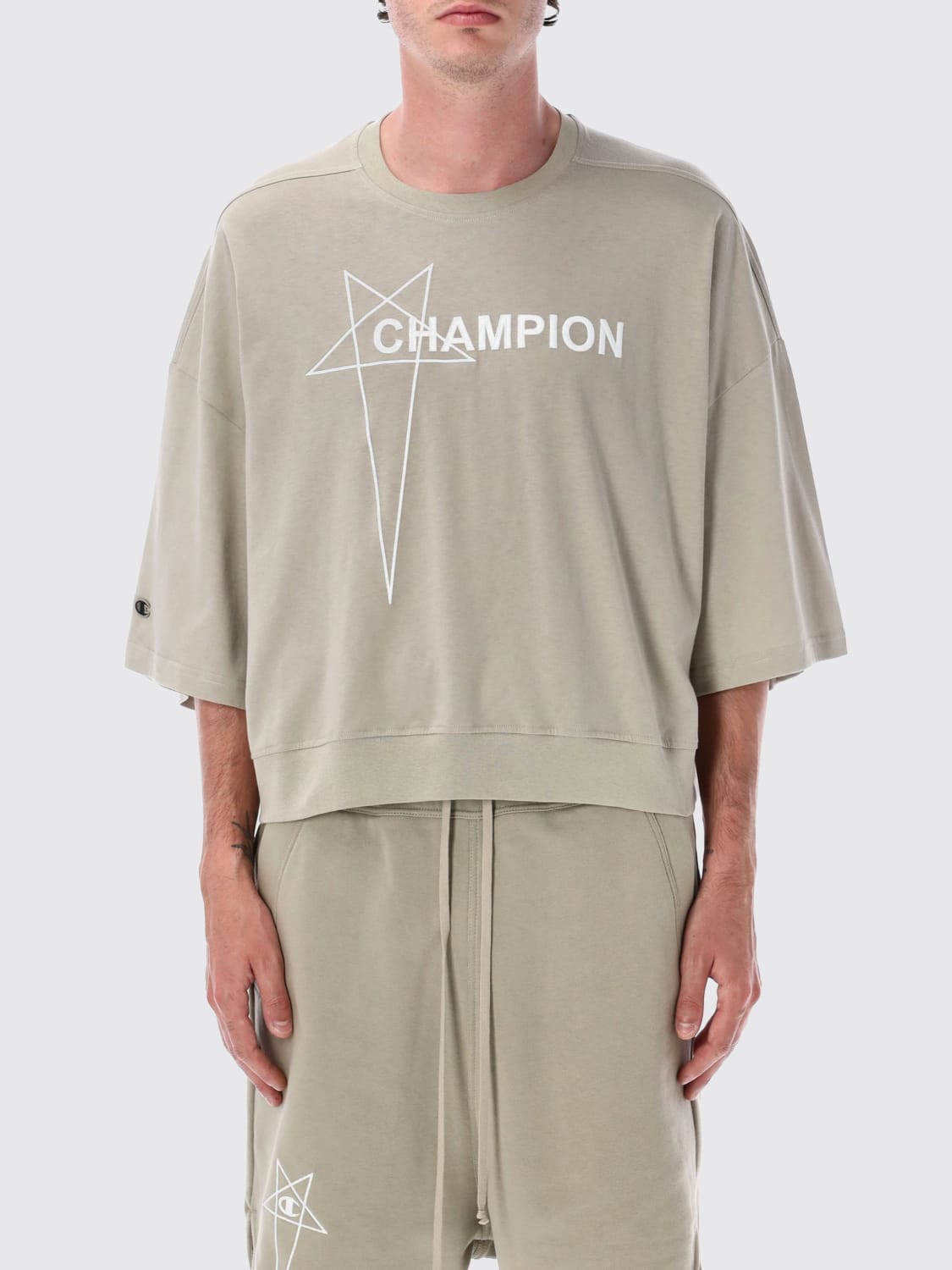 RICK OWENS X CHAMPIONS T-SHIRT: T-shirt men Rick Owens X Champions, Pearl - Img 1