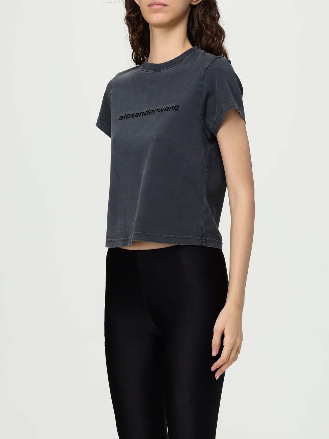 ALEXANDER WANG T-SHIRTS: T-shirt in cotone con logo Alexander Wang, Nero - Img 3