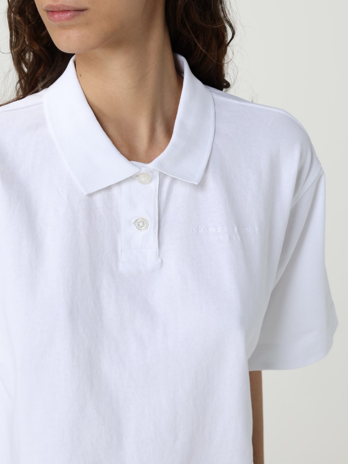 ALEXANDER WANG POLO: Polo in cotone crop Alexander Wang, Bianco - Img 4