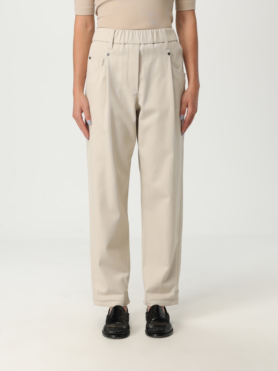 BRUNELLO CUCINELLI PANTS: Pants woman Brunello Cucinelli, White - Img 1