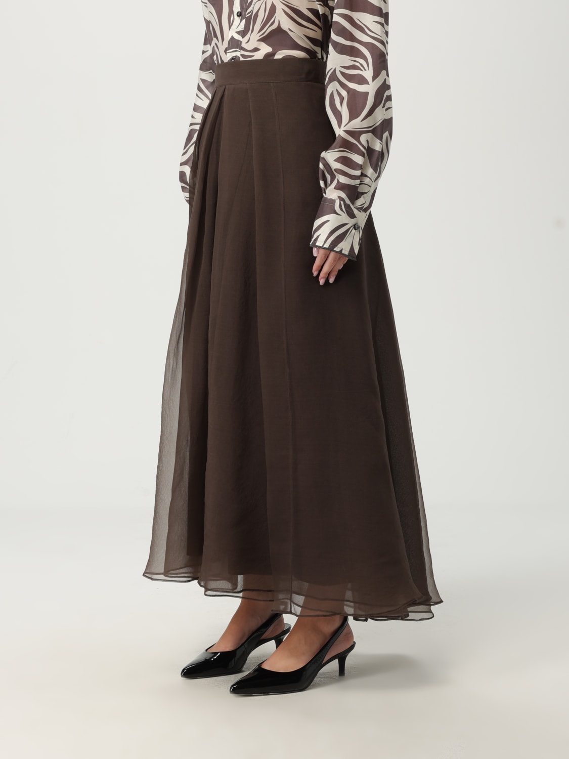 BRUNELLO CUCINELLI 半身裙: 半身裙 女士 Brunello Cucinelli, 棕色 - Img 4