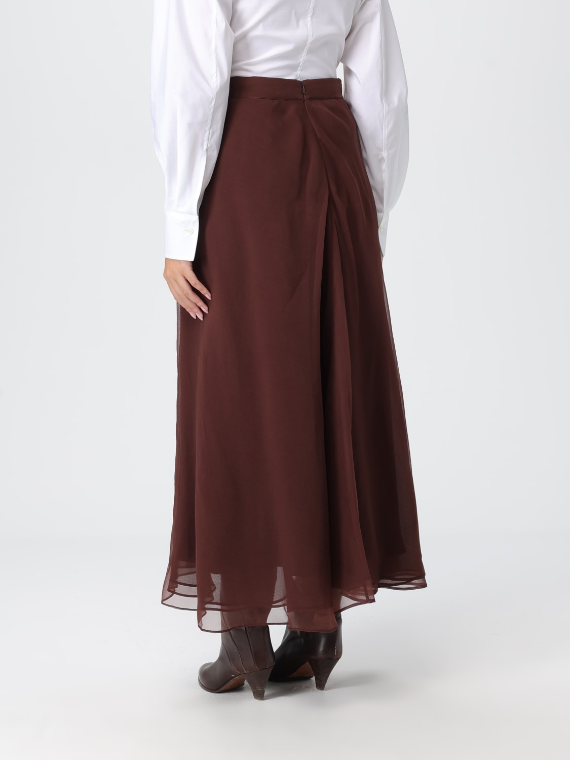 BRUNELLO CUCINELLI GONNA: Gonna Brunello Cucinelli in seta , Caffe - Img 3