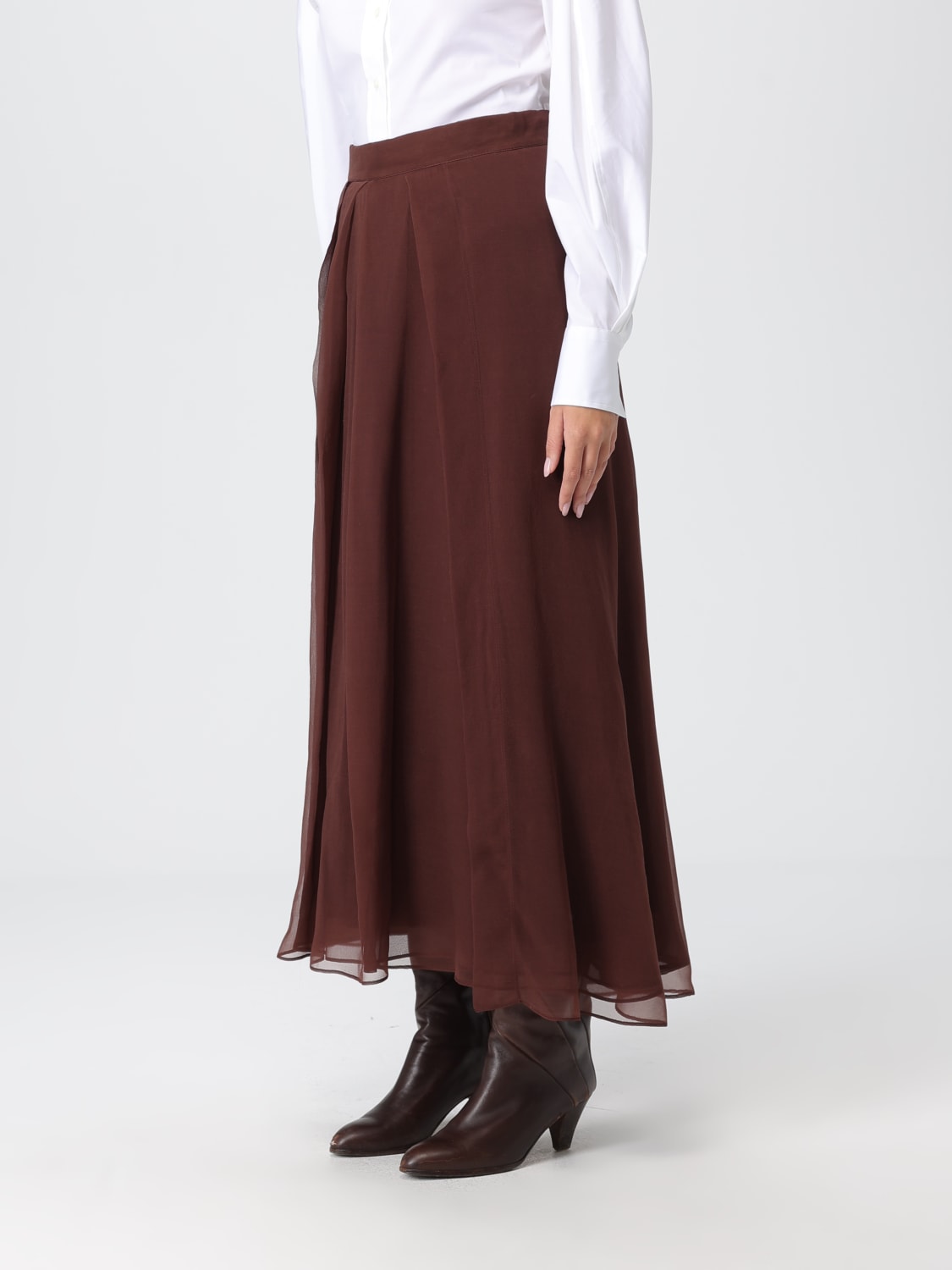 BRUNELLO CUCINELLI GONNA: Gonna Brunello Cucinelli in seta , Caffe - Img 4