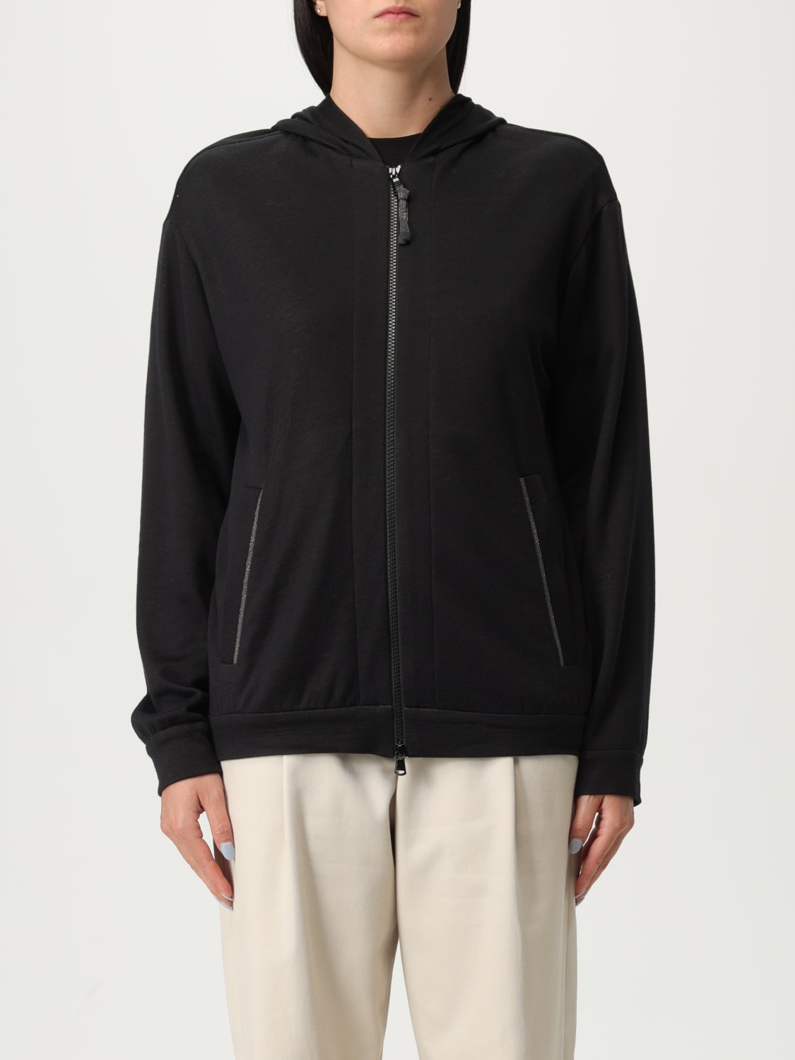 BRUNELLO CUCINELLI SWEATSHIRT: Pullover damen Brunello Cucinelli, Schwarz - Img 1