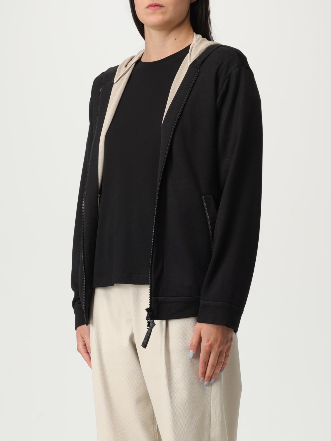 BRUNELLO CUCINELLI SWEATSHIRT: Pullover damen Brunello Cucinelli, Schwarz - Img 3