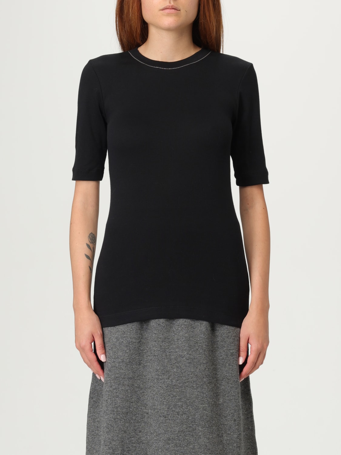 BRUNELLO CUCINELLI T-SHIRTS: T-shirt in cotone basic Brunello Cucinelli, Nero - Img 1